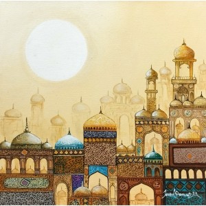 Javed Qamar, 15 x 15 inch, Acrylic on Canvas, Calligraphy Painting, AC-JQ-203